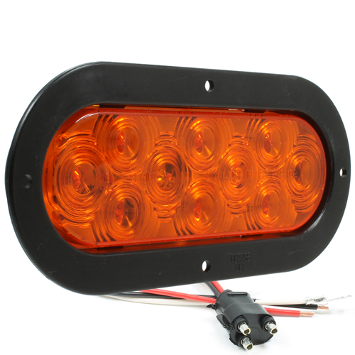 6458A 6-inch Oval Amber Auxiliary Lamp with Black Flange Mount