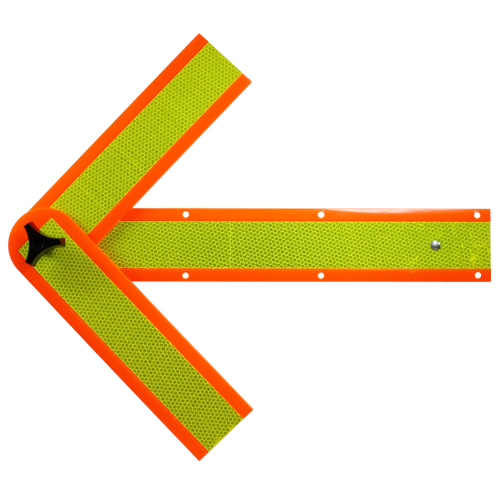 The unfolded VSM799 forms an arrow to direct other drivers away from your vehicle.
