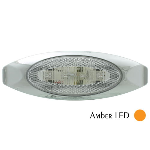 VSM2015AC ML2K Amber LED Lamp with Clear Reflex Lens and Chrome Bezel