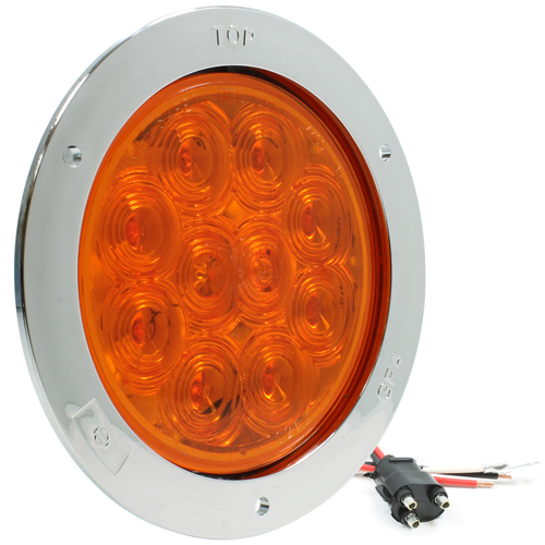 4459A 10-Diode Amber Auxiliary Lamp with Chrome Flange Mount