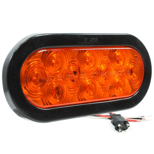 6454A 6-inch Oval Amber Auxiliary Lamp with Grommet and Pigtail