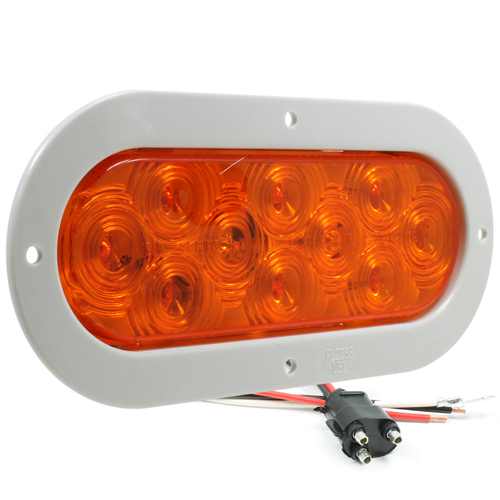6457A 6-inch Oval Amber Auxiliary Lamp with Grey Flange Mount