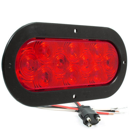 6458 6-inch Oval Red S/T/T Lamp with Black Flange Mount