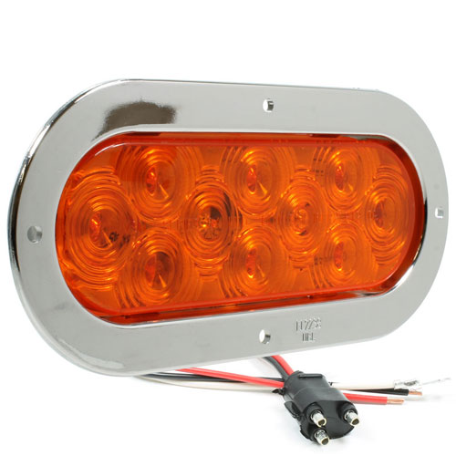 6459A 6-inch Oval Amber Auxiliary Lamp with Chrome Flange Mount