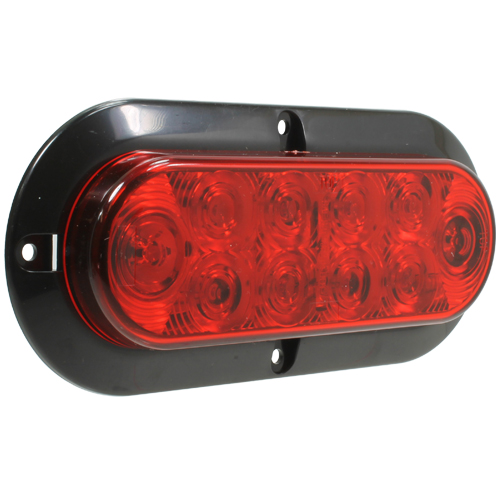 6466 6-inch Oval Red S/T/T Lamp with Black Surface Mount Flange