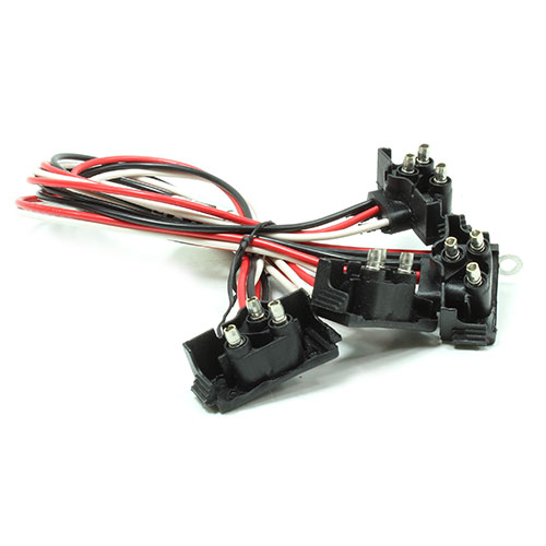VSM91284 molded right angle 4-plug string harness for VSM6000 or VSM6400-series two lamp auxiliary light panels.