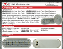 VSM64632W and 44632W 6-inch oval and 4-inch round clear multi-diode backup lamps