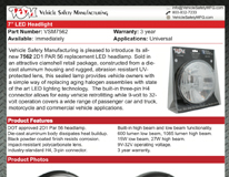 VSM7562 7-inch 2D1 PAR 56 replacement headlamp