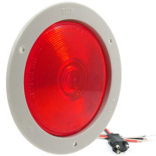 VSM4057 4-inch stop/tail/turn signal lamp with grey flange and pigtail harness